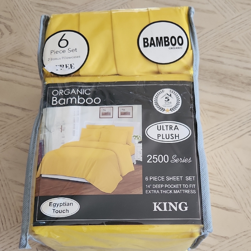 Five Star Home Organic Bamboo Ultra Plush 6 Piece King Sheet Set in Yellow